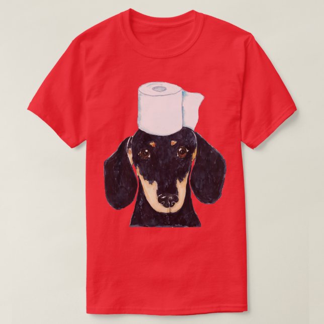 Dachshund dog toilet Painting T-Shirt (Design Front)