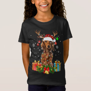 Dachshund Dog Tree Christmas Lights Dog Ugly Xmas  T-Shirt