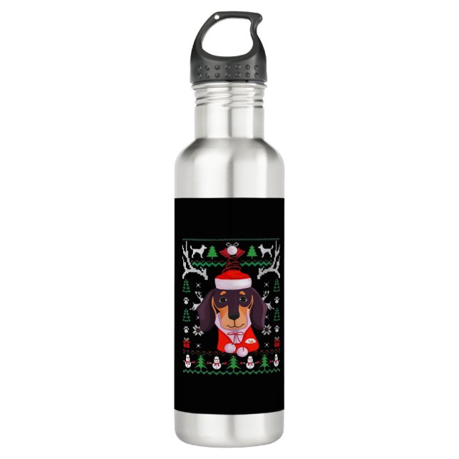 Dachshund Dog Ugly Christmas Classic T-Shirt 710 Ml Water Bottle (Front)