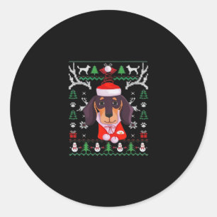 Dachshund Dog Ugly Christmas Classic T-Shirt Classic Round Sticker