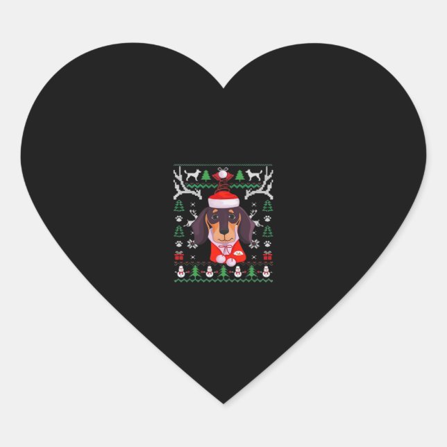 Dachshund Dog Ugly Christmas Classic T-Shirt Heart Sticker (Front)