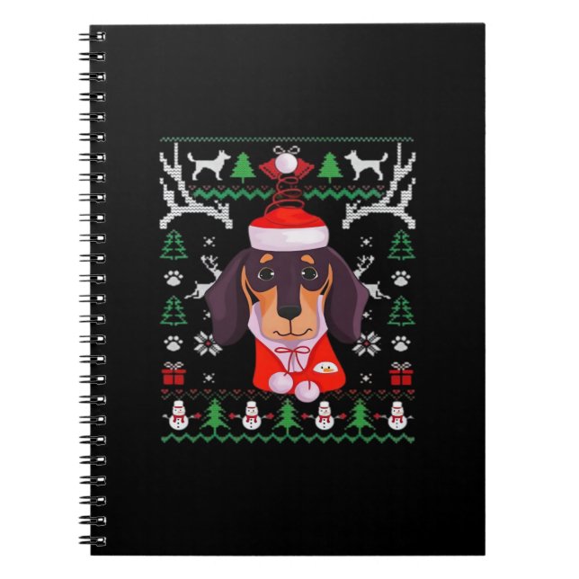 Dachshund Dog Ugly Christmas Classic T-Shirt Notebook (Front)
