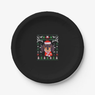 Dachshund Dog Ugly Christmas Classic T-Shirt Paper Plate