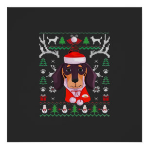Dachshund Dog Ugly Christmas Classic T-Shirt Poster
