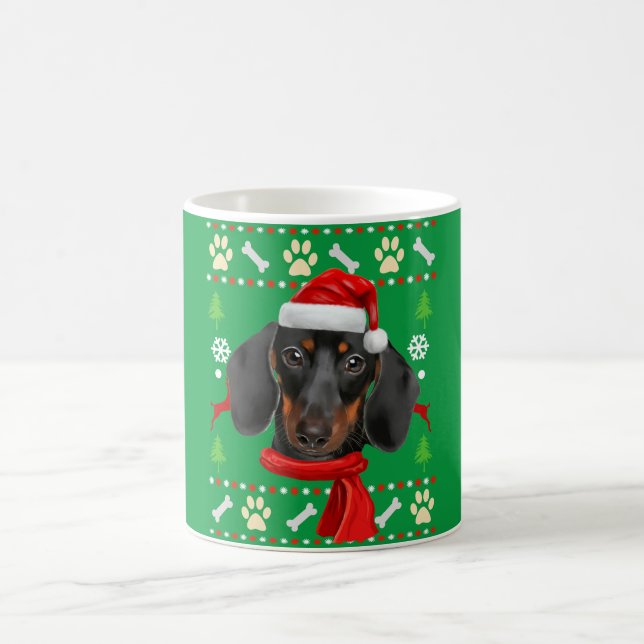 Dachshund Dog Ugly Christmas Coffee Mug (Center)
