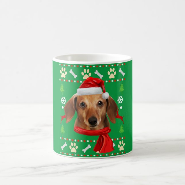 Dachshund Dog Ugly Christmas Coffee Mug (Center)
