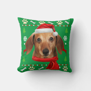 Dachshund Dog Ugly Christmas Cushion