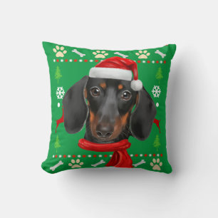 Dachshund Dog Ugly Christmas Cushion