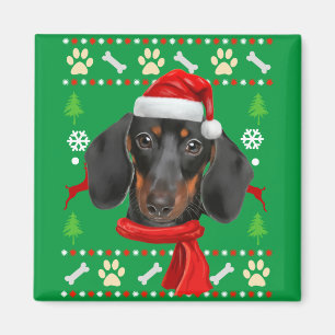 Dachshund Dog Ugly Christmas Magnet
