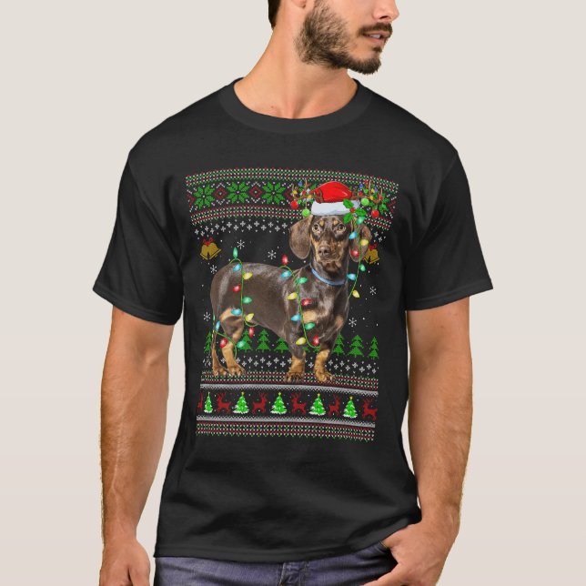 Dachshund Dog Ugly Christmas Sweaters Holiday Sant (Front)