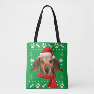 Dachshund Dog Ugly Christmas Tote Bag