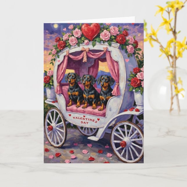 Dachshund Dog Valentine's Day Card (Yellow Flower)