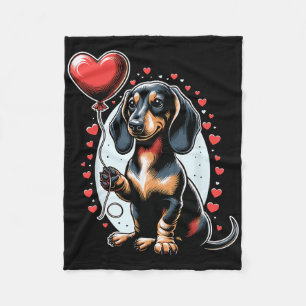 Dachshund Dog Valentine's Day Dog Owner Valentine Fleece Blanket