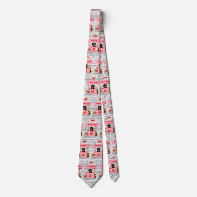 Dachshund Dog Valentine's Day Kissing Booth Tie (Front)