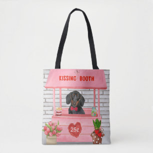 Dachshund Dog Valentine's Day Kissing Booth Tote Bag
