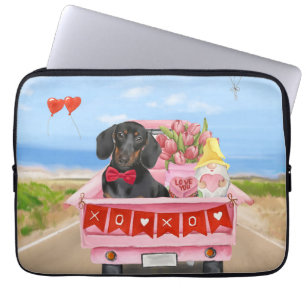 Dachshund Dog Valentine's Day Truck Hearts Laptop Sleeve