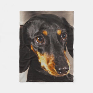 Dachshund Dog Water Colour Oil Paint Art Fleece Blanket