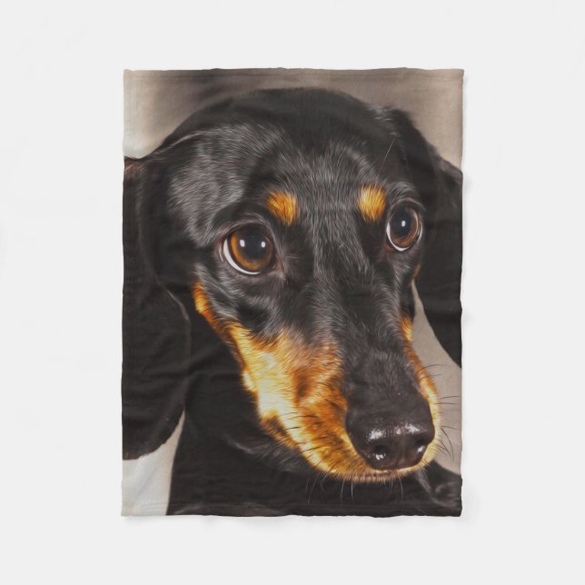 Dachshund Dog Water Colour Oil Paint Art Fleece Blanket (Front)