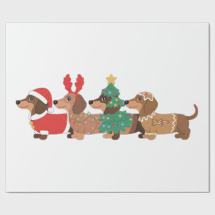 Dachshund Dog Wearing Christmas Dog Lovers Wrapping Paper