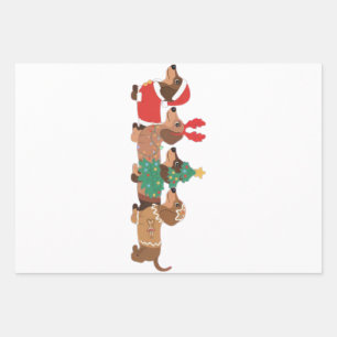 Dachshund Dog Wearing Christmas Dog Lovers Wrapping Paper Sheet