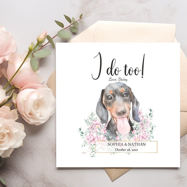 Dachshund Dog Wedding Cocktail Napkins (Creator Uploaded)