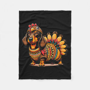 Dachshund Dog Weiner Turkey Costume Fleece Blanket