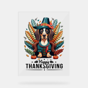 Dachshund Dog Weiner Turkey Costume Thanksgiving W Acrylic Sign