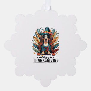 Dachshund Dog Weiner Turkey Costume Thanksgiving W Tree Decoration Card