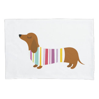 Dachshund Dog - white pillowcase