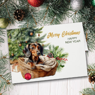 Dachshund Dog Wicker Basket Christmas Tree