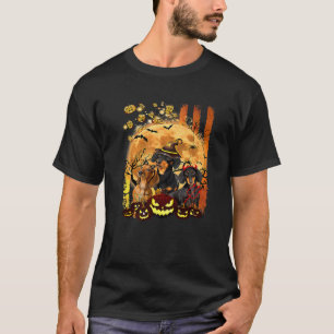 Dachshund Dog Witch Boo Moon Pumpkin Halloween Spo T-Shirt