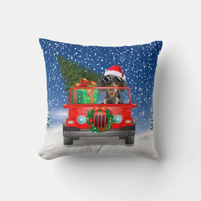 Dachshund dog with Christmas gifts Cushion (Front)