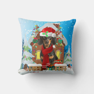 Dachshund dog with Christmas gifts Cushion
