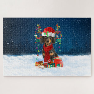 Dachshund dog with Christmas gifts Jigsaw Puzzle