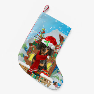 Dachshund dog with Christmas gifts Small Christmas Stocking