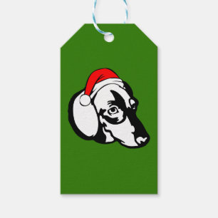 Dachshund Dog with Christmas Santa Hat Gift Tags