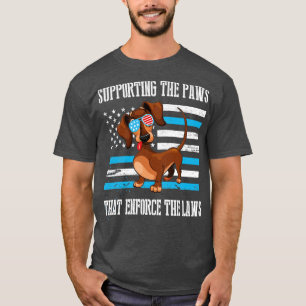 Dachshund Dog With Cool US Flag Glasses Supporting T-Shirt