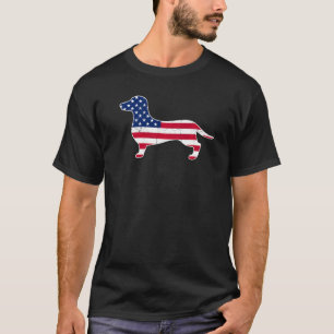 Dachshund Dog With Usa Flag America Happy 4th Of J T-Shirt