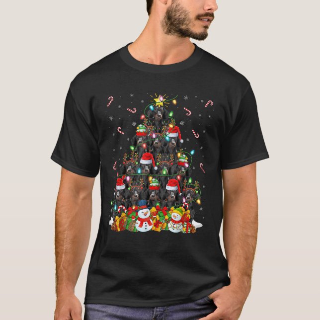 Dachshund Dog Xmas Lighting Tree Santa Dachshund C T-Shirt (Front)