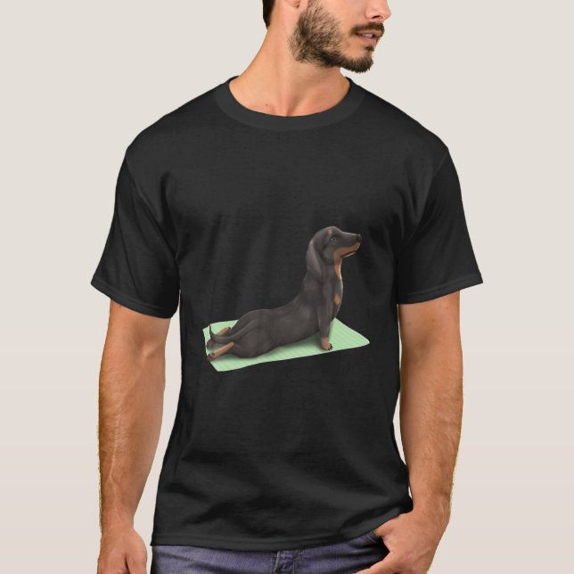 Dachshund Dog Yoga Pose Meditation Zen Workout Exe T-Shirt (Front)