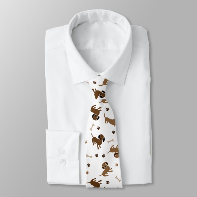 Dachshund Dogs and Bones Cute Brown Doxies Tie (Tied)