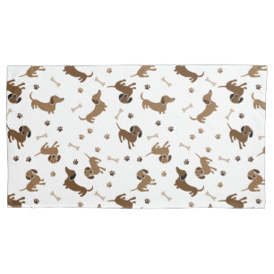 Dachshund Dogs and Bones Cute Doxies Pillowcase