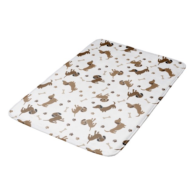 Dachshund Dogs and Bones Cute Paws Bath Mat (Angled)