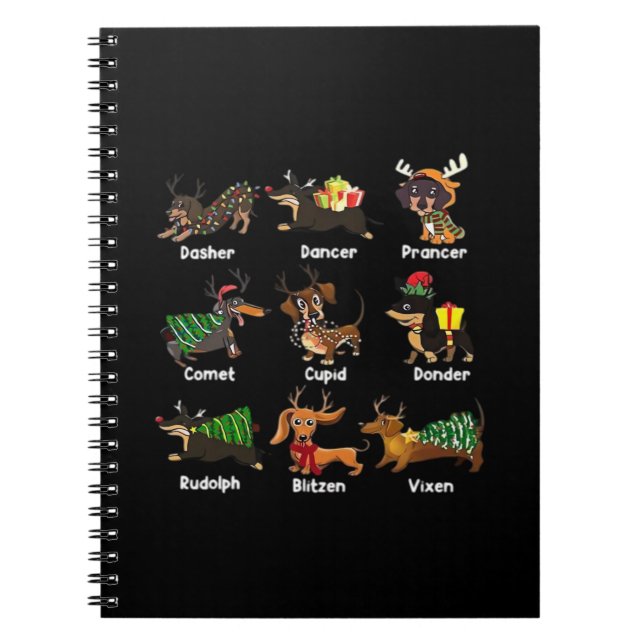 Dachshund Dogs Christmas Pajamas Dog Classic T-Shi Notebook (Front)