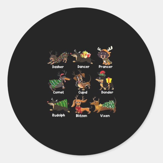 Dachshund Dogs Christmas Pyjamas Dog Classic T-Shi Classic Round Sticker (Front)