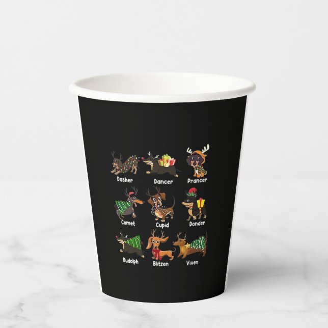 Dachshund Dogs Christmas Pyjamas Dog Classic T-Shi Paper Cups (Front)