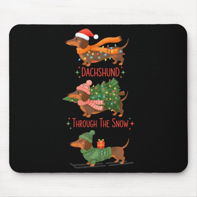 Dachshund Dogs Christmas Sweater Dachshund Through Mouse Mat (Front)