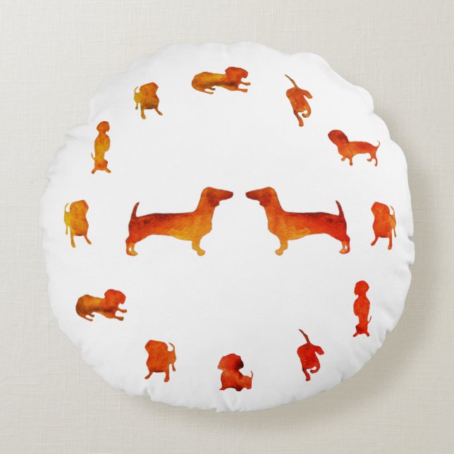 Dachshund Dogs Custom Round Cushion (Front)