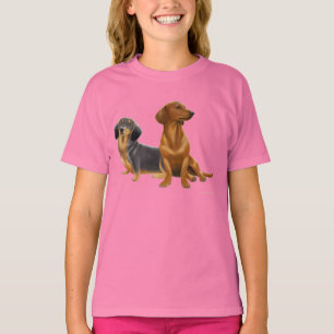 Dachshund Dogs Girls Baby Doll T-Shirt