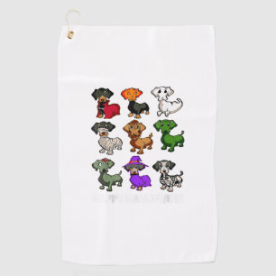 Dachshund Dogs Halloween Happy Halloween Golf Towel